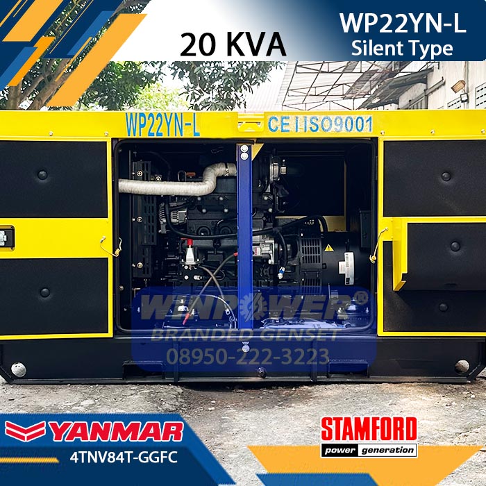 Genset 20 KVA Silent YANMAR 4TNV84T-GGFC Alternator STAMFORD S0L2-G1 / PI144D