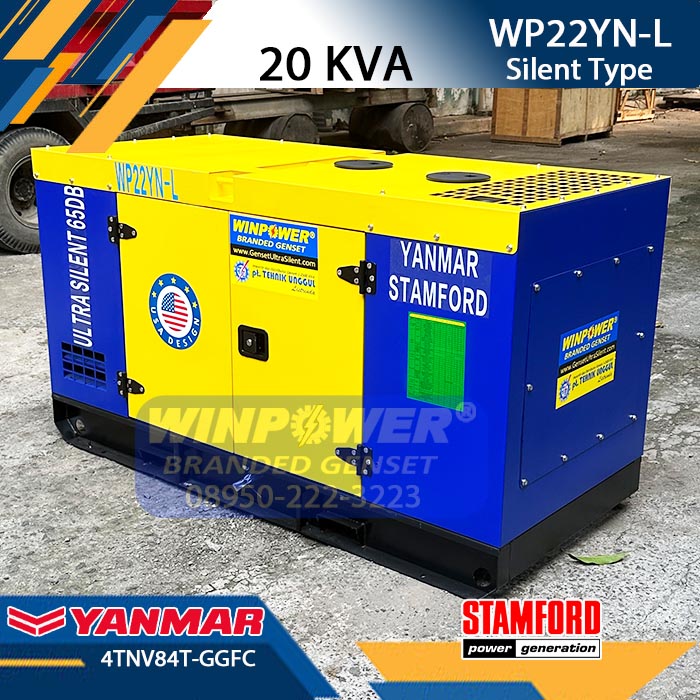 Genset 20 KVA Silent YANMAR 4TNV84T-GGFC Alternator STAMFORD S0L2-G1 / PI144D
