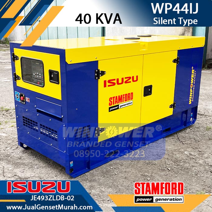 Genset 40 KVA Silent ISUZU JE493ZLDB-02 Alternator STAMFORD S1L2-K1 / PI144J