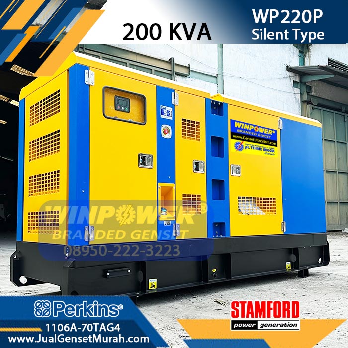 Genset 200 KVA Silent PERKINS 1106A-70TAG4 Alternator STAMFORD N200G4 / UCI274H