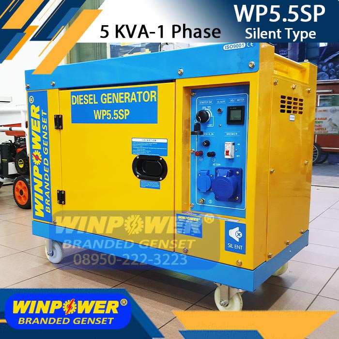 Genset 5 KVA Silent 1 Phase 5000 Watt WINPOWER WP5.5SP