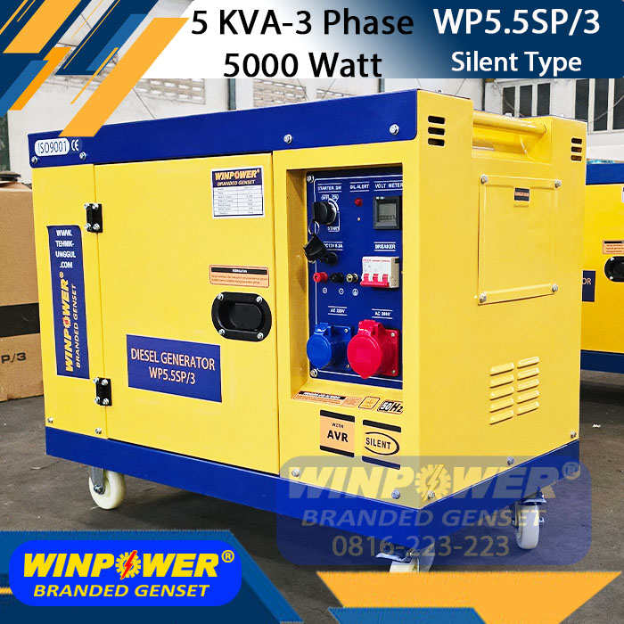 Genset 5 KVA Silent 3 Phase 5000 Watt WINPOWER WP5.5SP/3