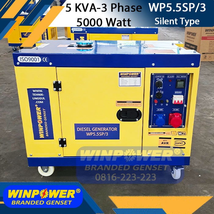 Genset 5 KVA Silent 3 Phase 5000 Watt WINPOWER WP5.5SP/3