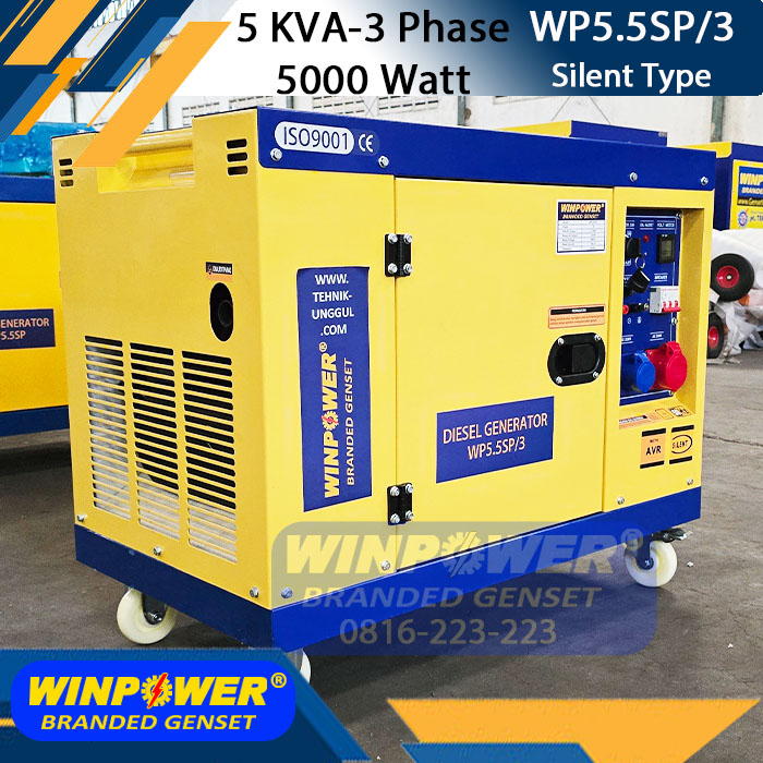 Genset 5 KVA Silent 3 Phase 5000 Watt WINPOWER WP5.5SP/3