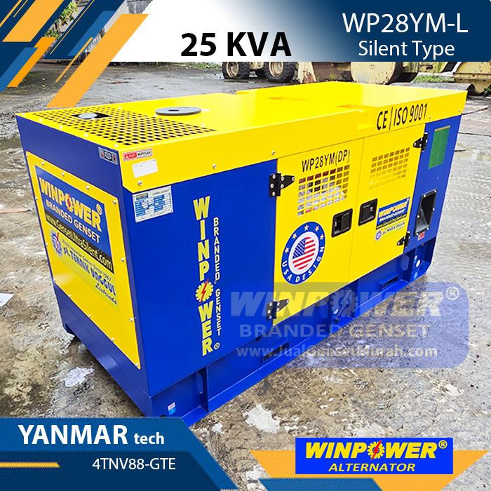 Genset 25 KVA Silent YANMAR tech 4TNV88-GTE Alternator WINPOWER