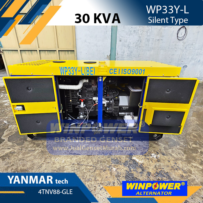 Genset 30 KVA Silent YANMAR tech 4TNV88-GLE Alternator WINPOWER WPA144G