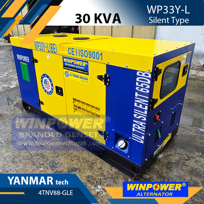 Genset 30 KVA Silent YANMAR tech 4TNV88-GLE Alternator WINPOWER WPA144G