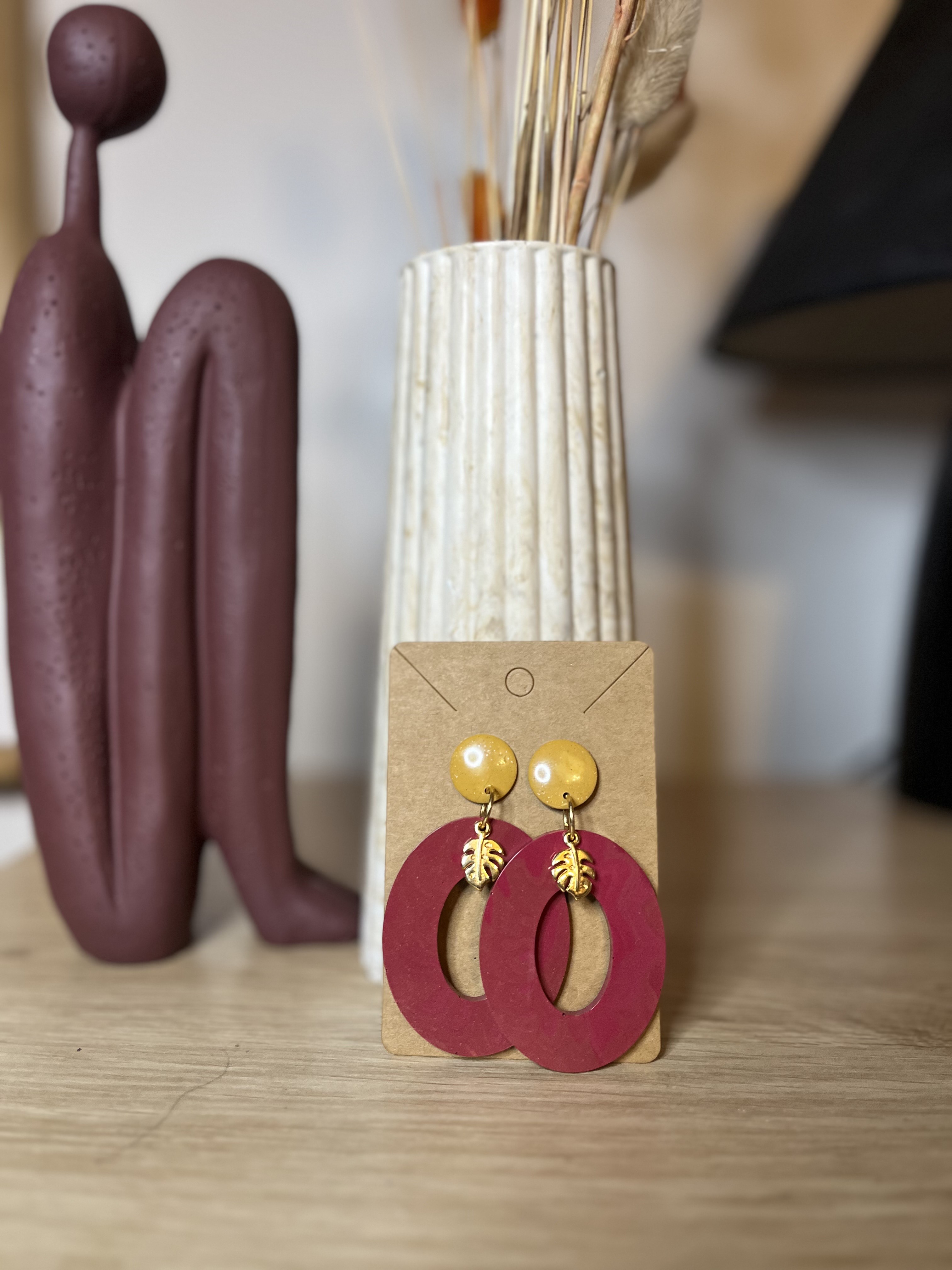 Boucles d'oreilles - Rouges et dorées