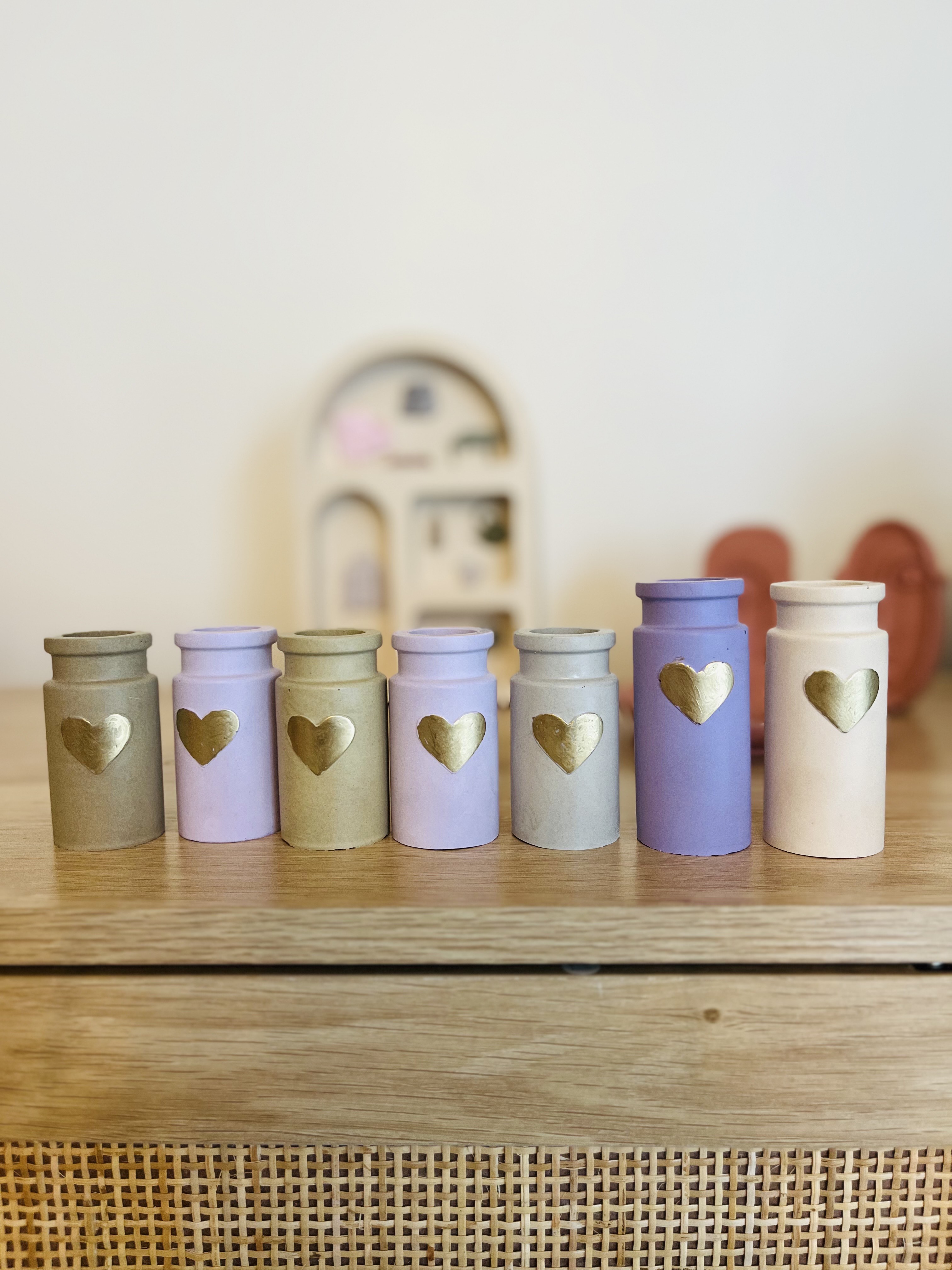 3 Mini-vases cœur doré