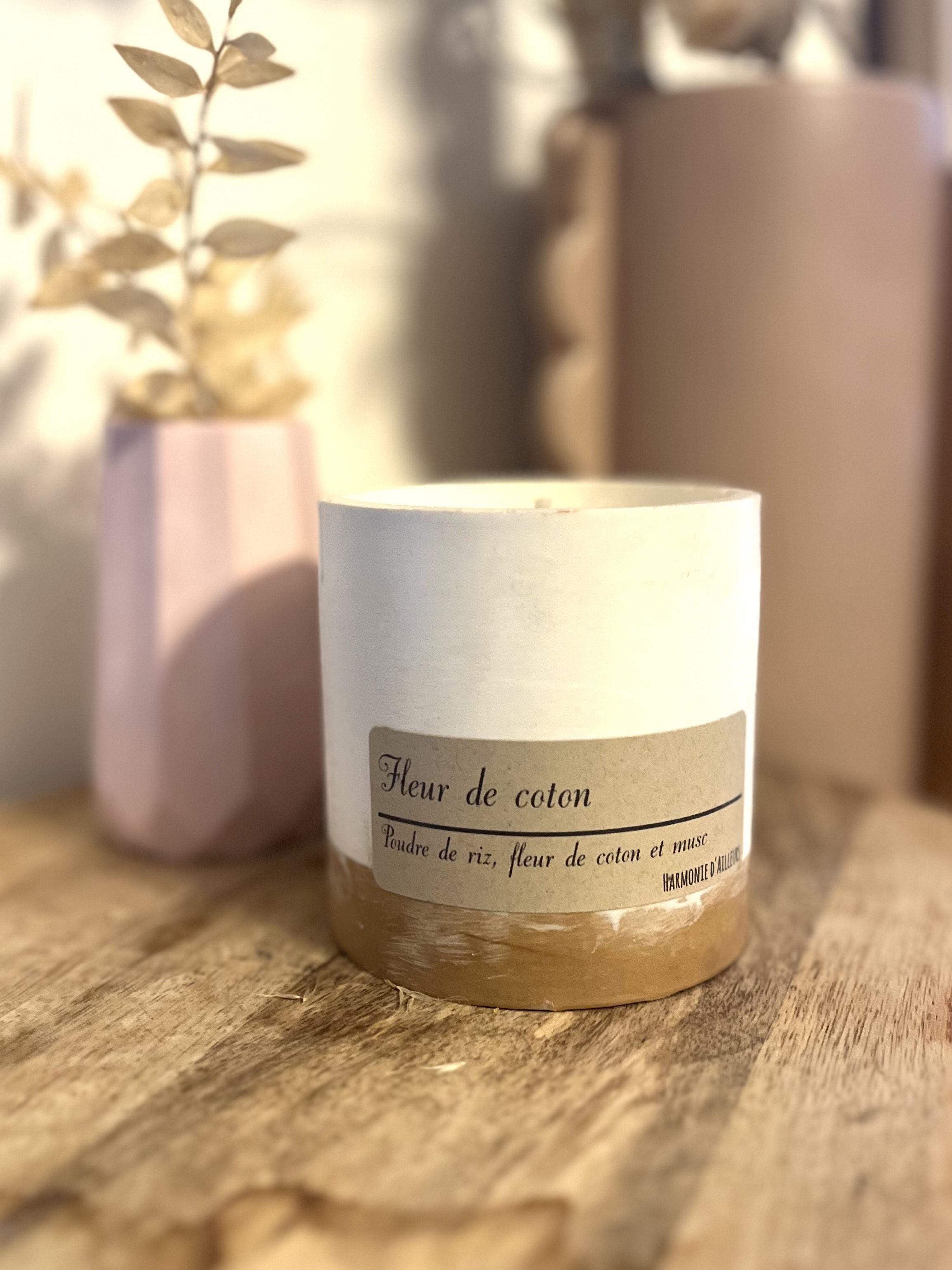 Bougie Fleur de Coton avec pot bi-couleurs
