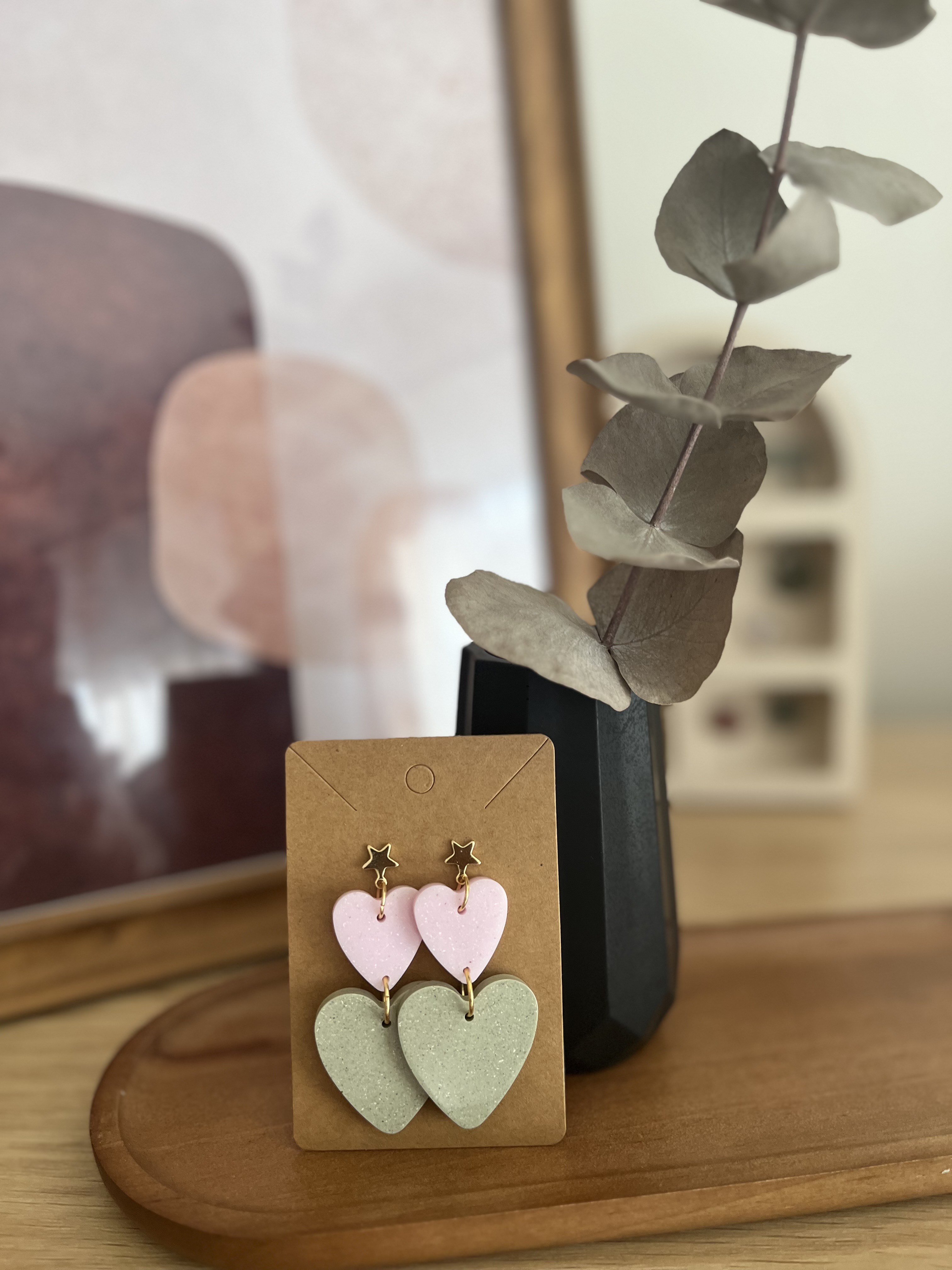 Boucles d'oreilles cœur pastel