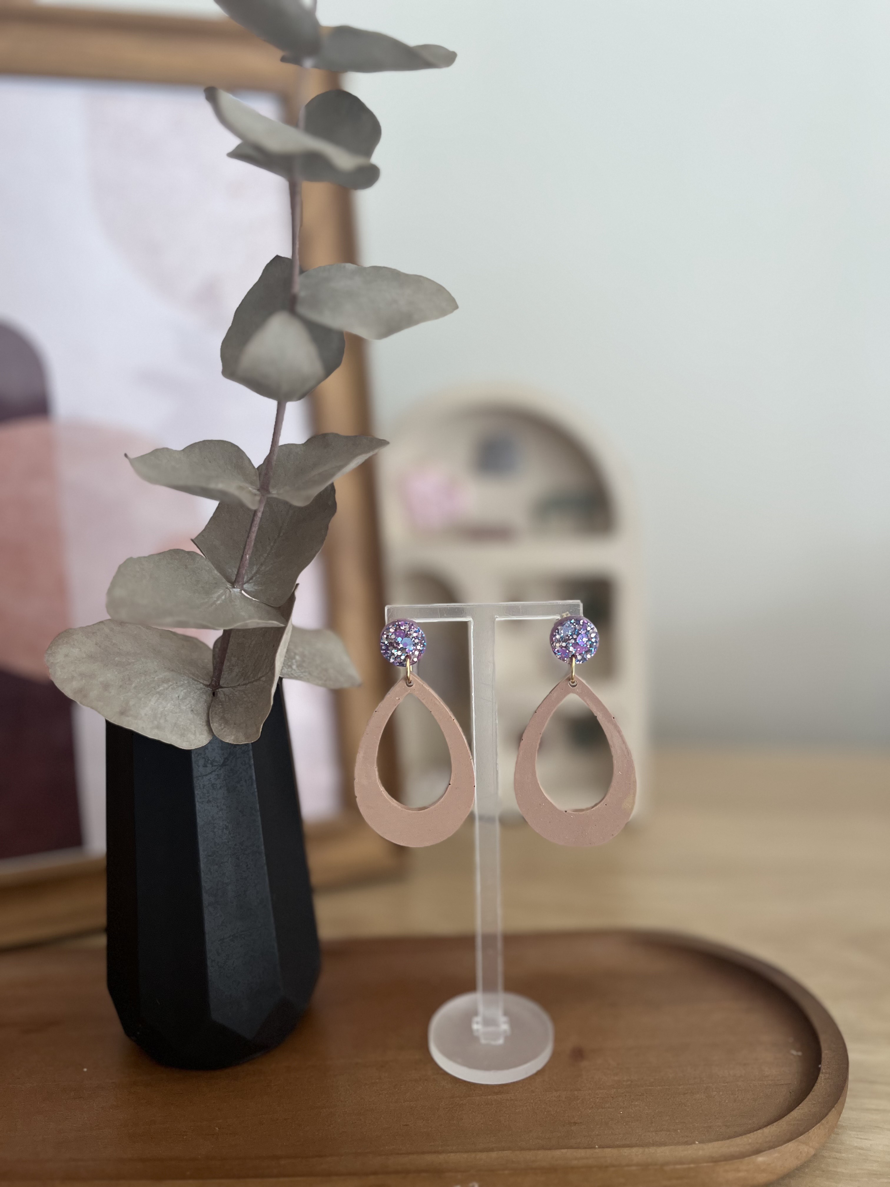 Boucles d’oreilles goutte rose