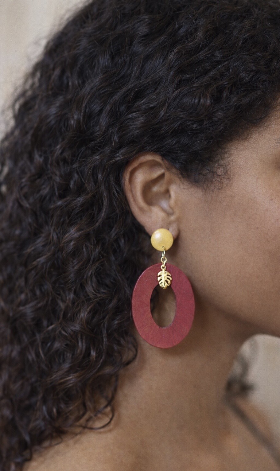 Boucles d'oreilles - Rouges et dorées