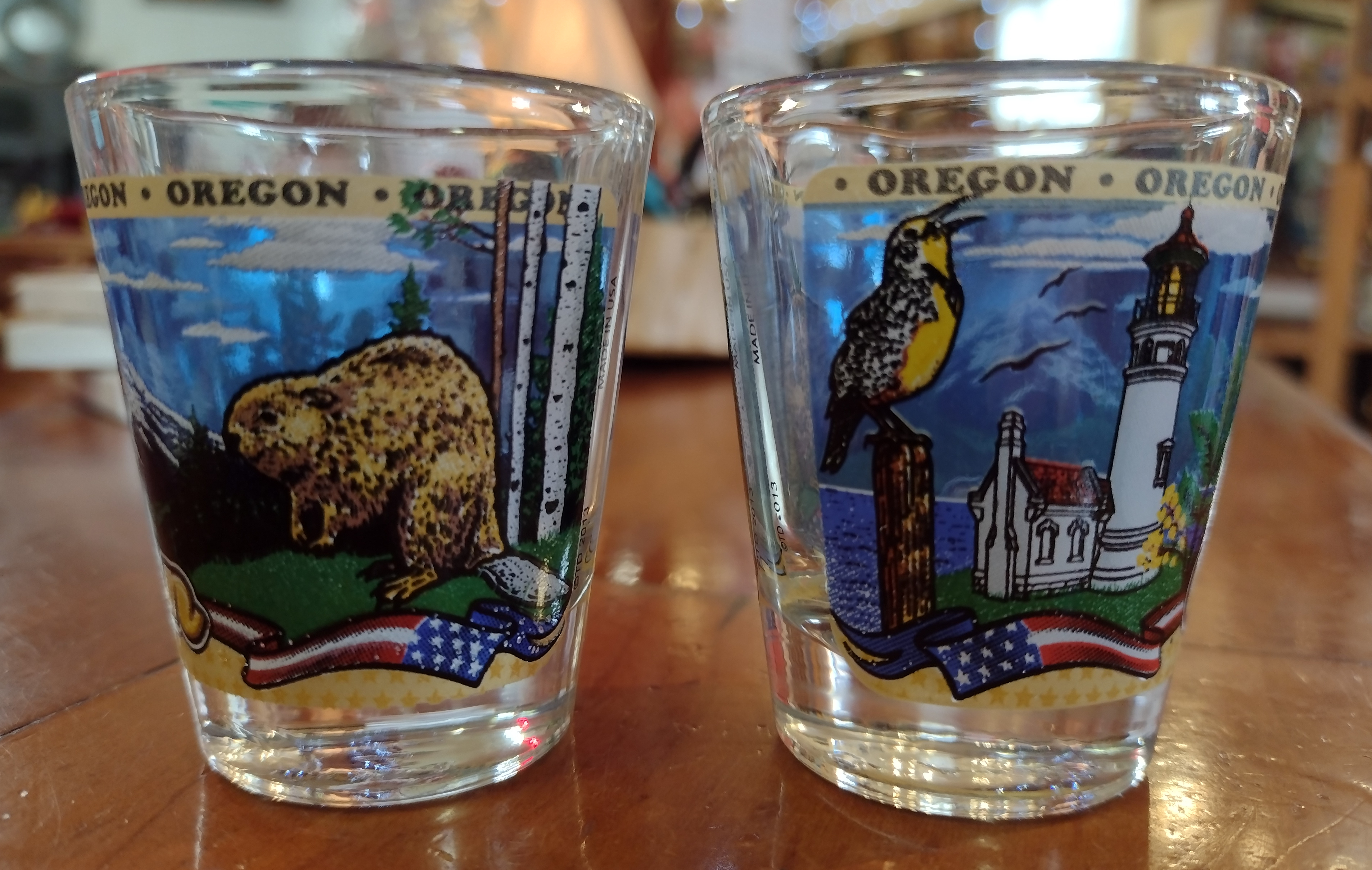 Blue Oregon Shot Glasses