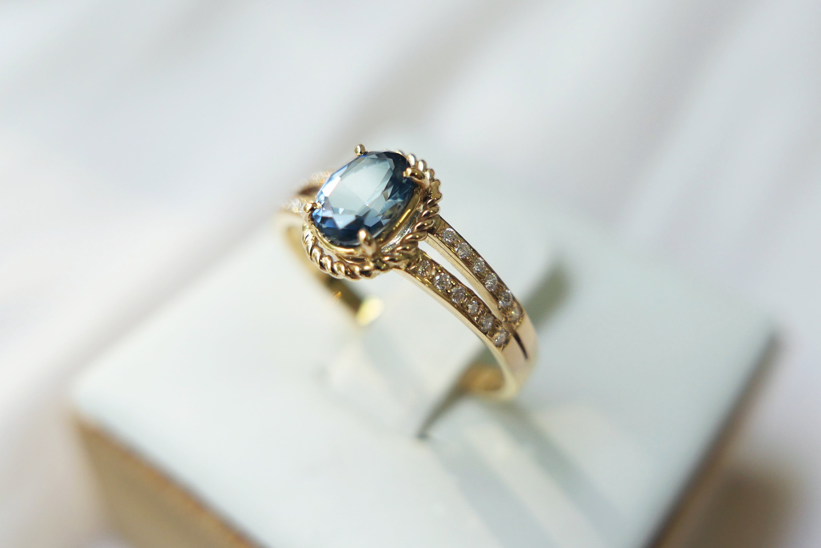 Nautical Inspired Unheated Blue Sapphire Ring