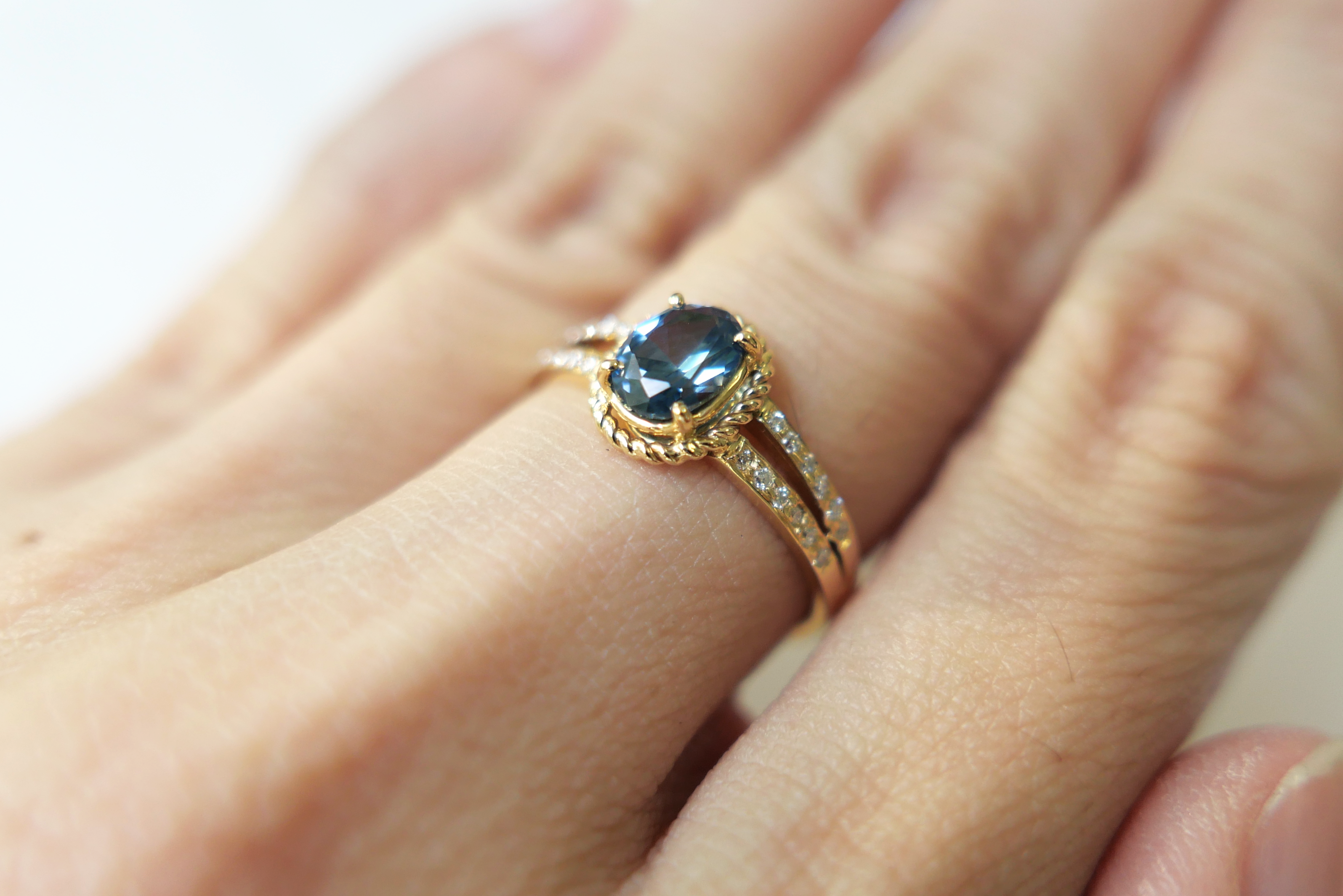 Nautical Inspired Unheated Blue Sapphire Ring