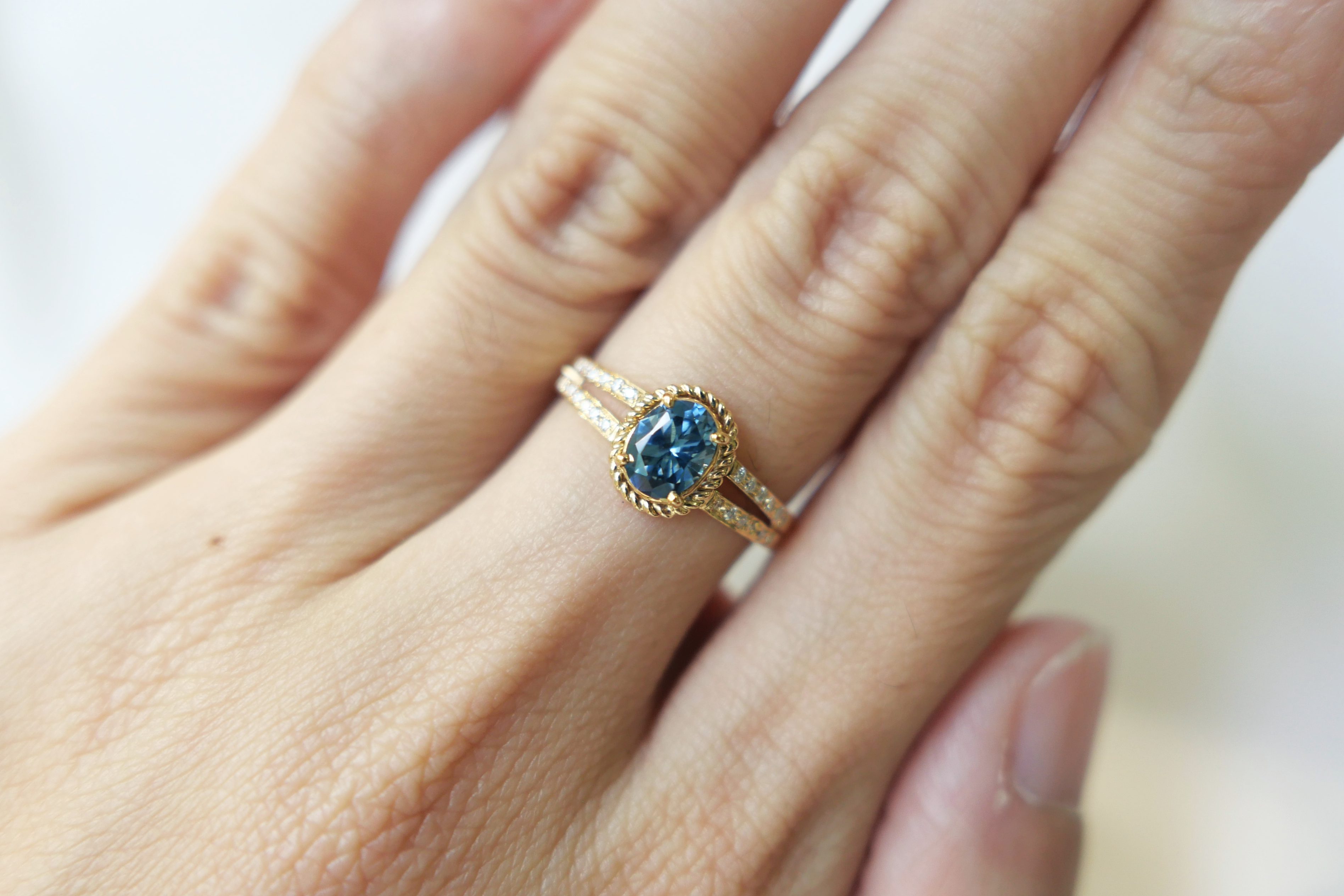 Nautical Inspired Unheated Blue Sapphire Ring