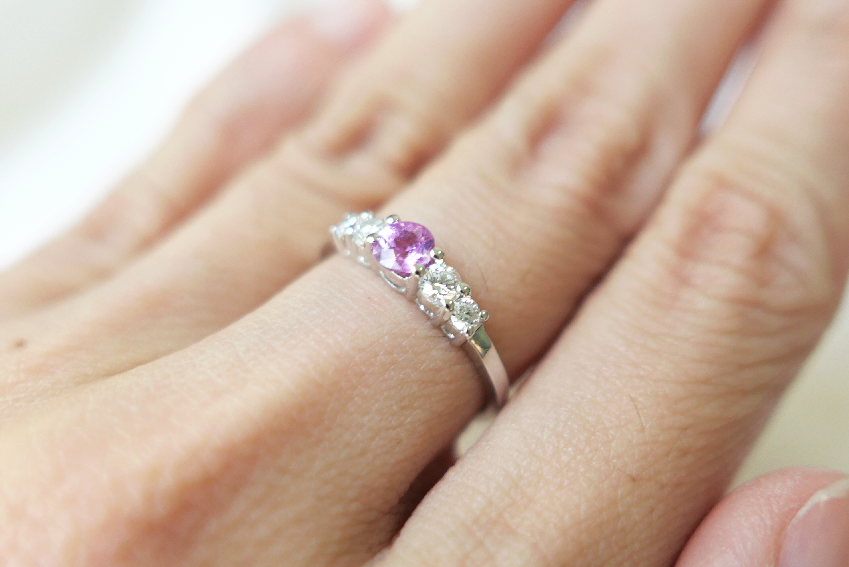 Pink Sapphire and Diamond Band