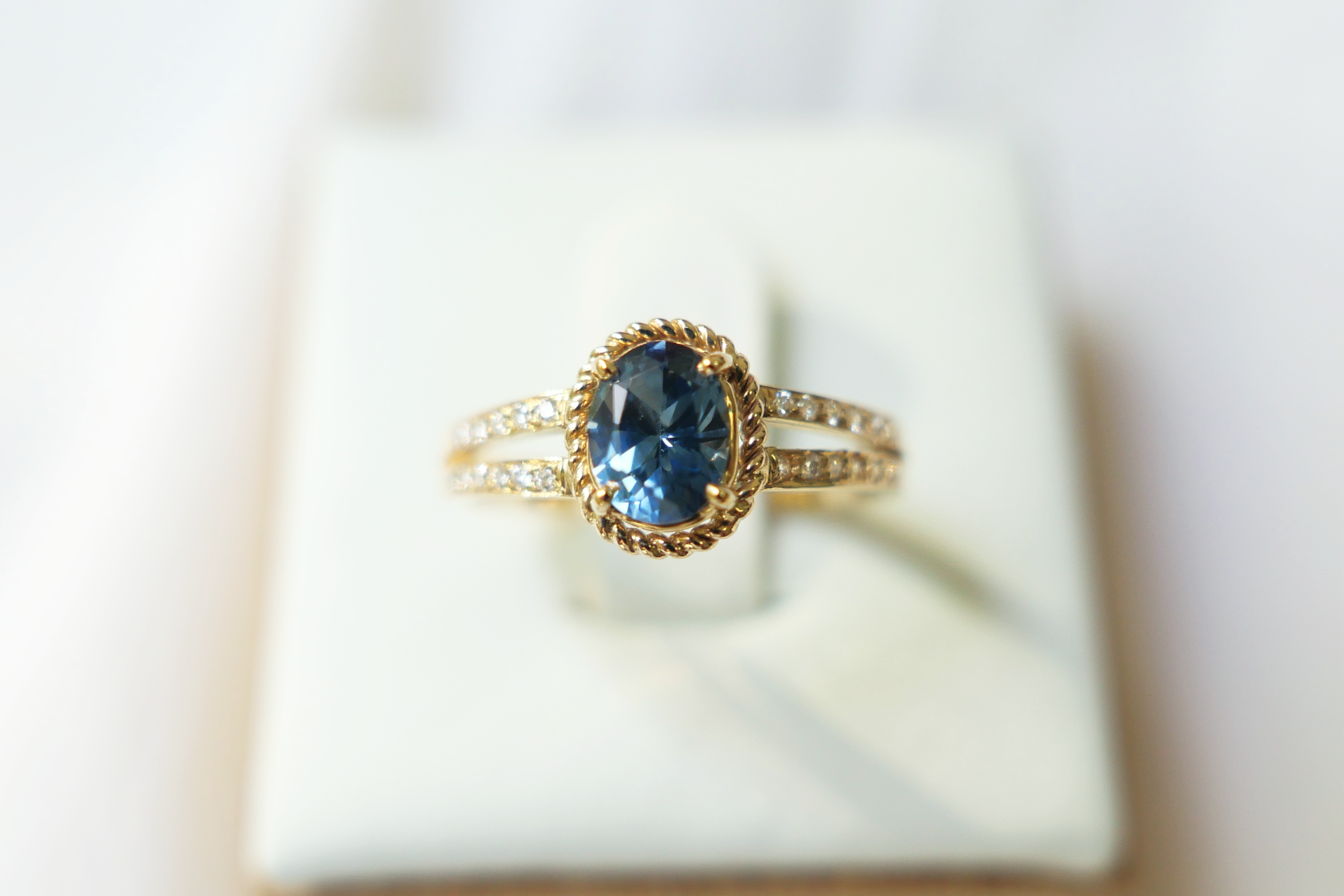 Nautical Inspired Unheated Blue Sapphire Ring