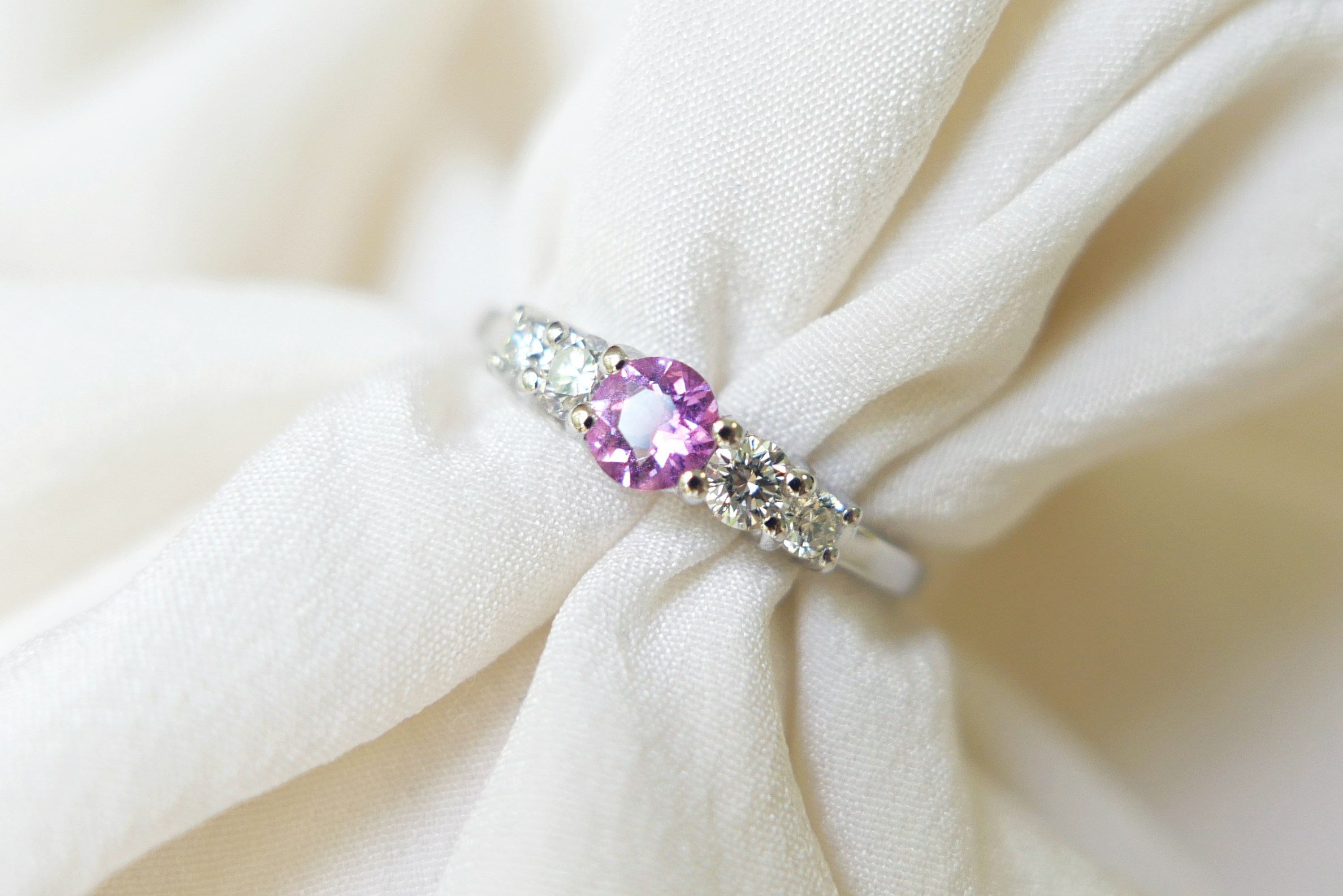 Pink Sapphire and Diamond Band