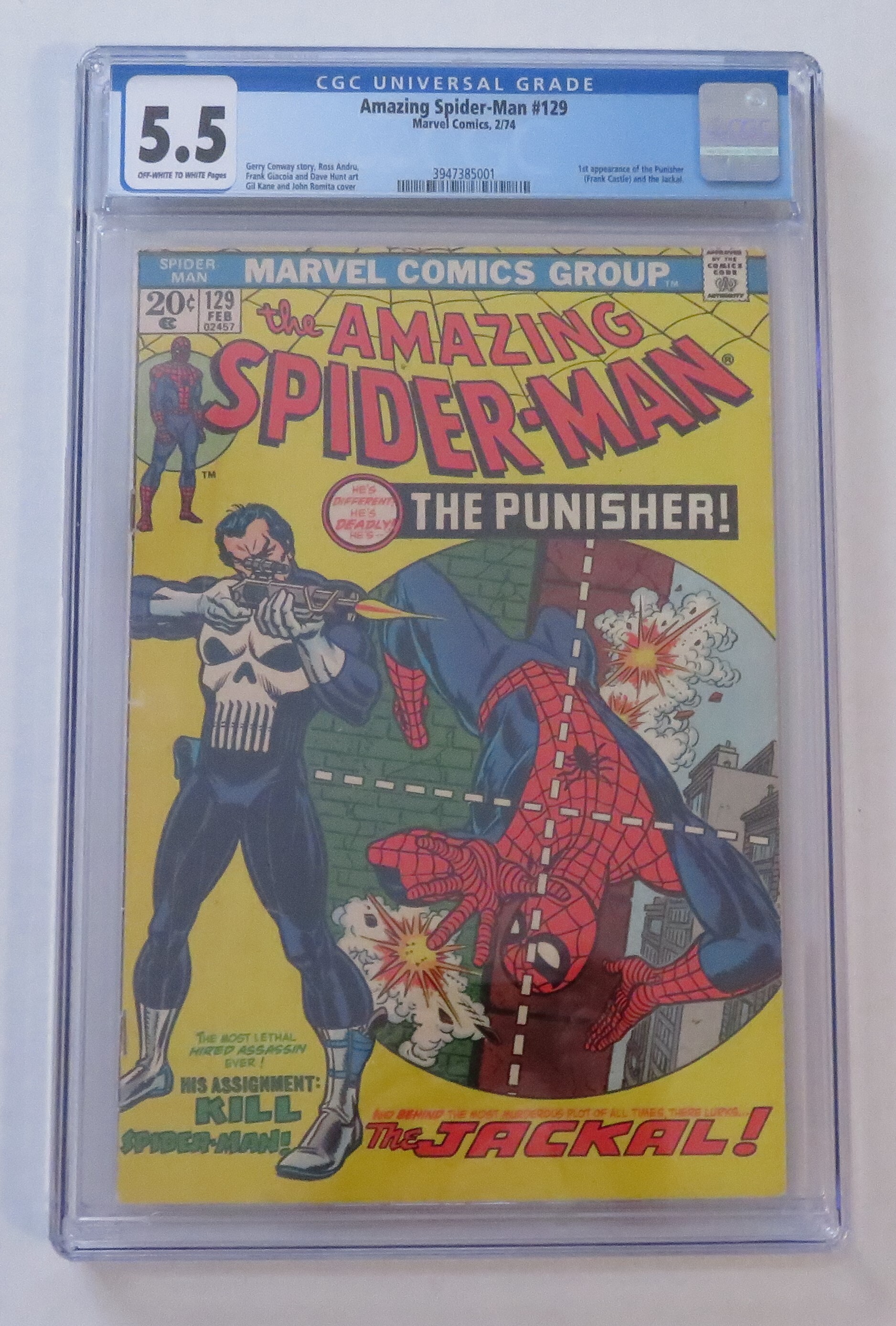 Amazing Spiderman 129 CGC 5.5 First Punisher.