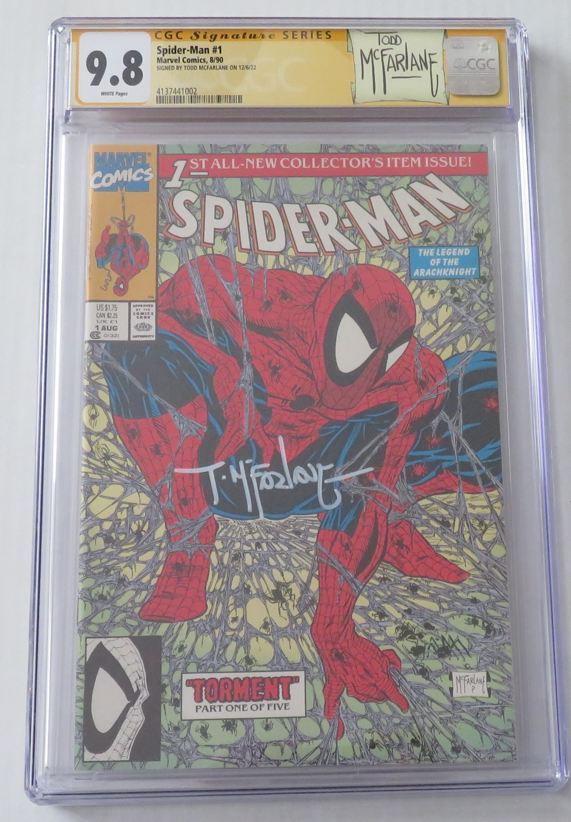 Spiderman 1 CGC 9.8 Signed by Todd McFarlane.