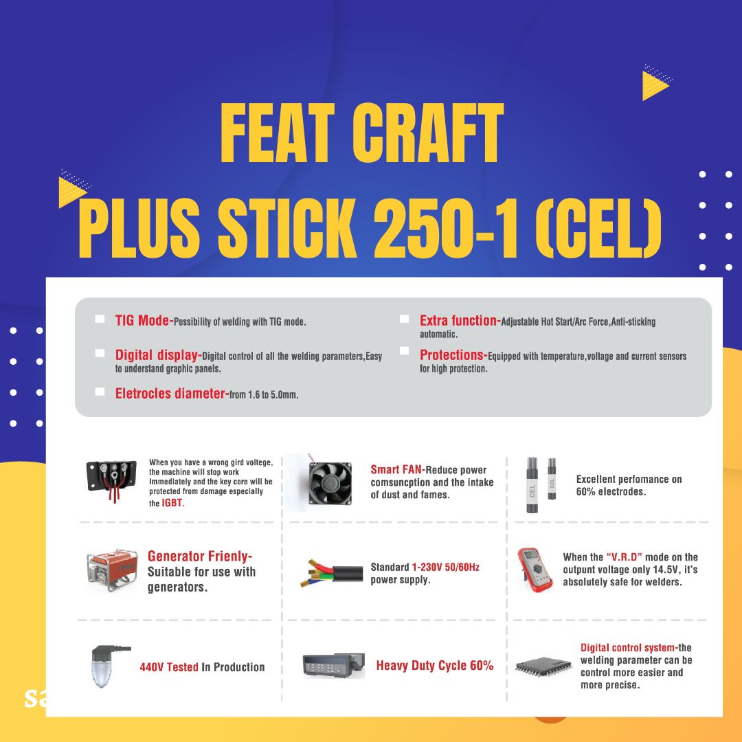 Feat Craft Plus Stick 250-1 (CEL) Stick Welding Machine