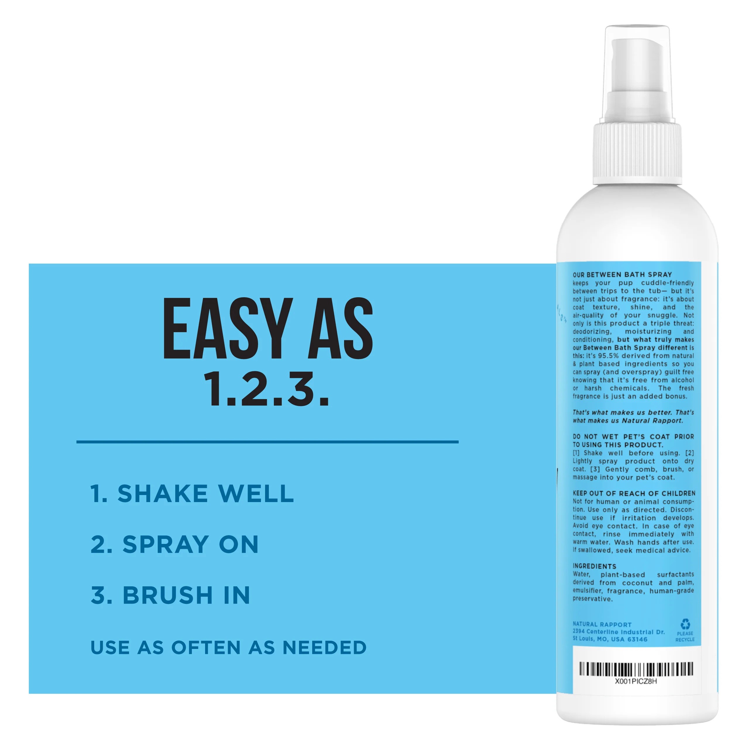 The Only Between Bath Spray Dogs Need - Blue Formula - Amber Musk + Lavender + Sandalwood - 8oz