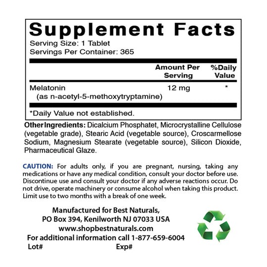 Best Naturals Melatonin 365 ct