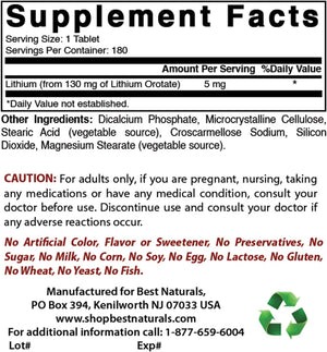 Best Naturals Lithium 180 ct