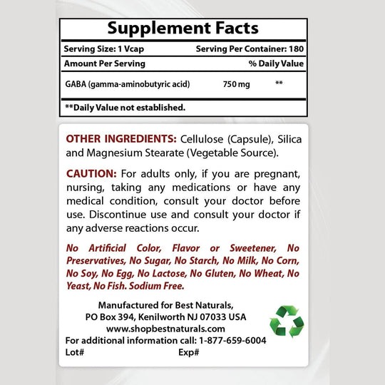 Best Naturals GABA 180 ct