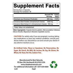 Best Naturals Cinnamon/Chromium 180 ct