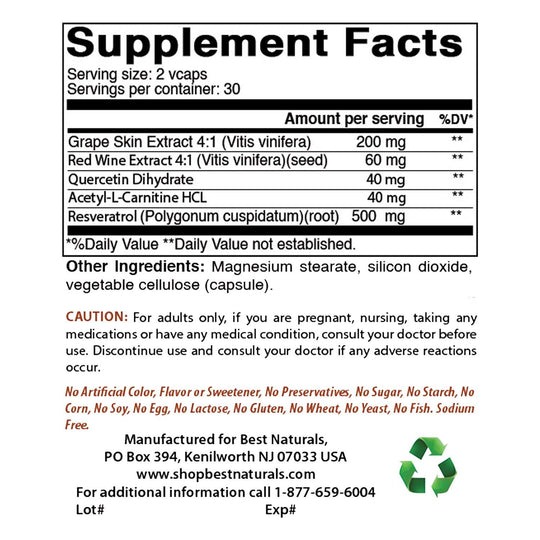 Best Naturals Resveratrol 60 ct