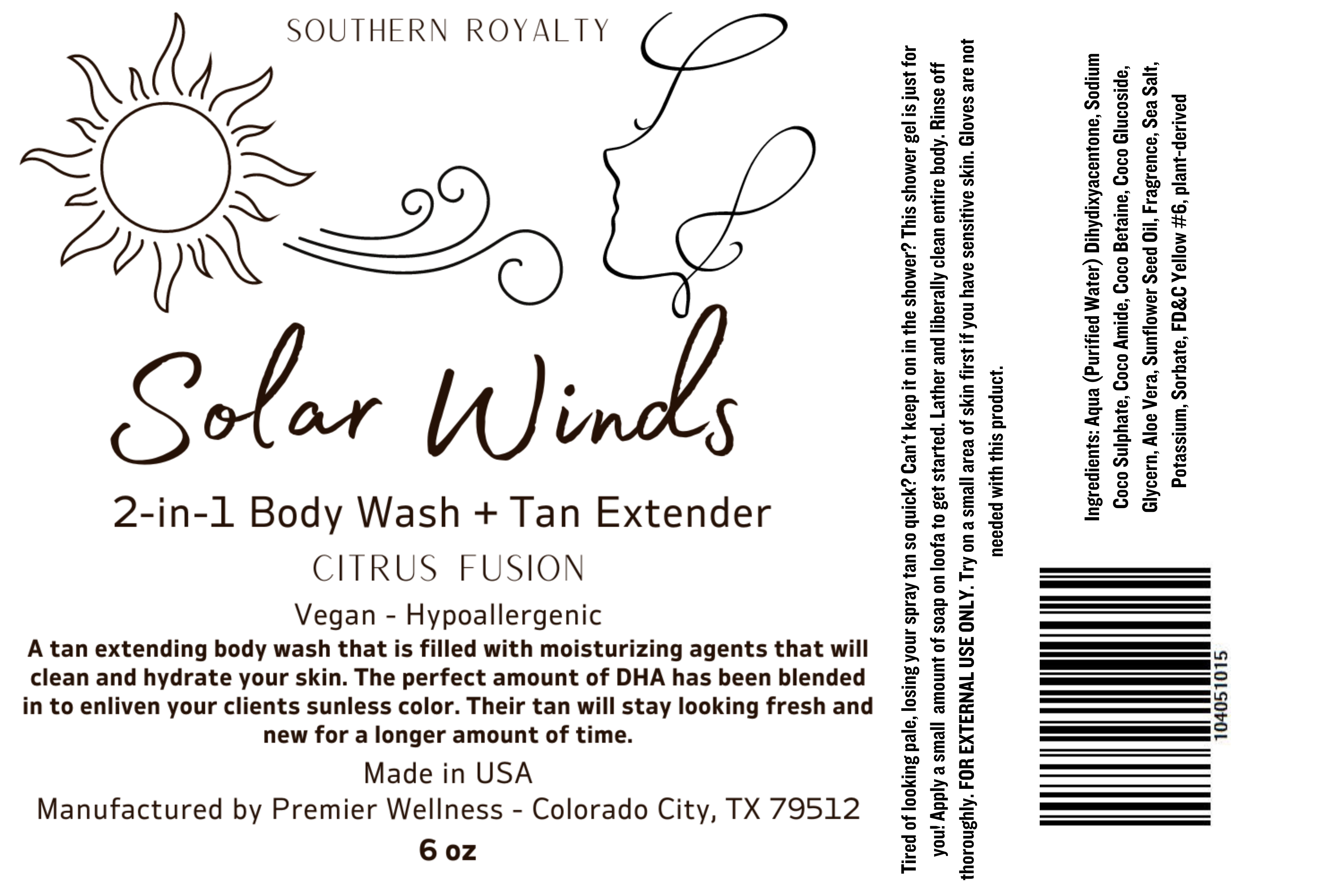 Solar Winds 2-N-1 Body Wash and Tan Extender 6oz