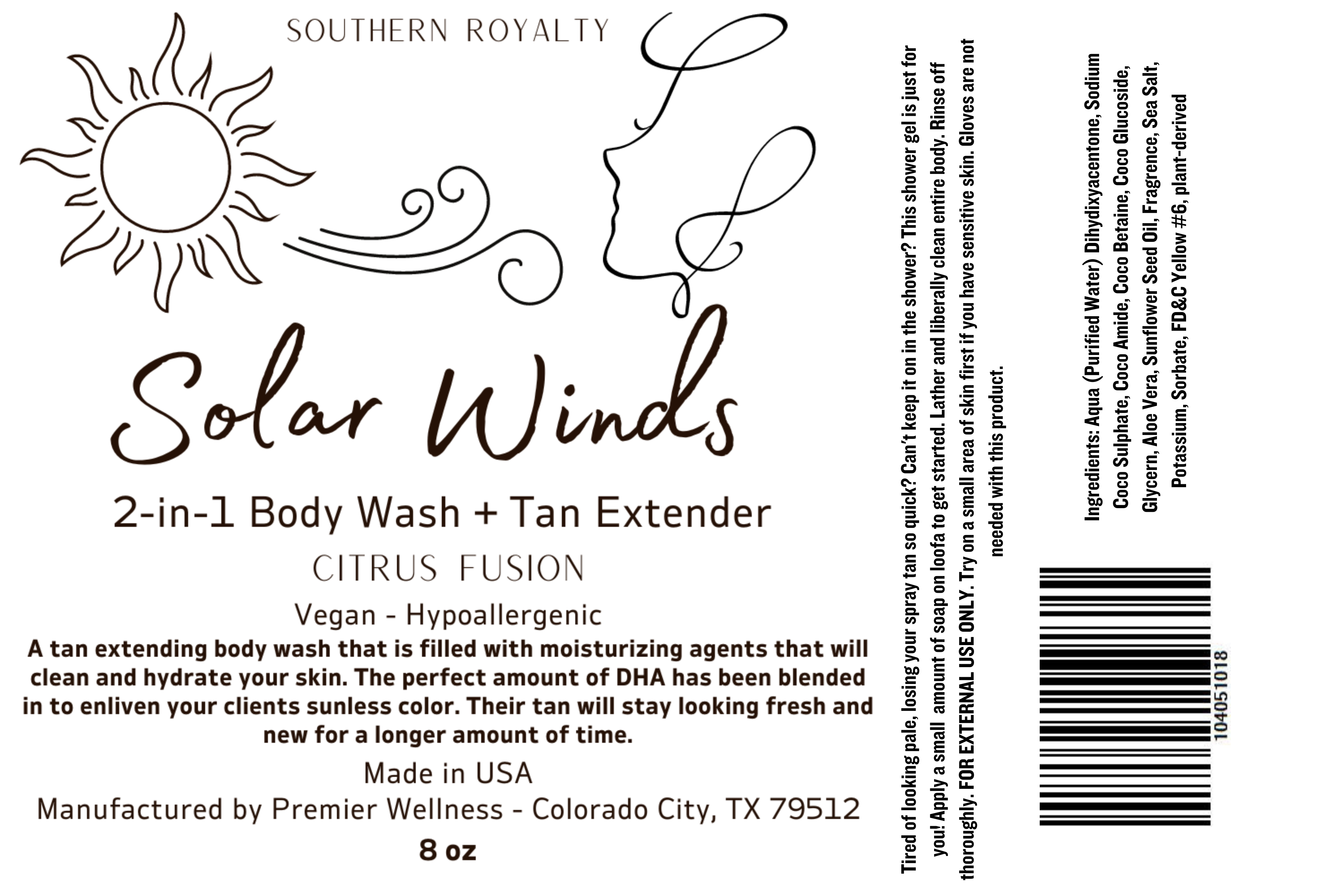 Solar Winds 2-N-1 Body Wash and Tan Extender 8oz