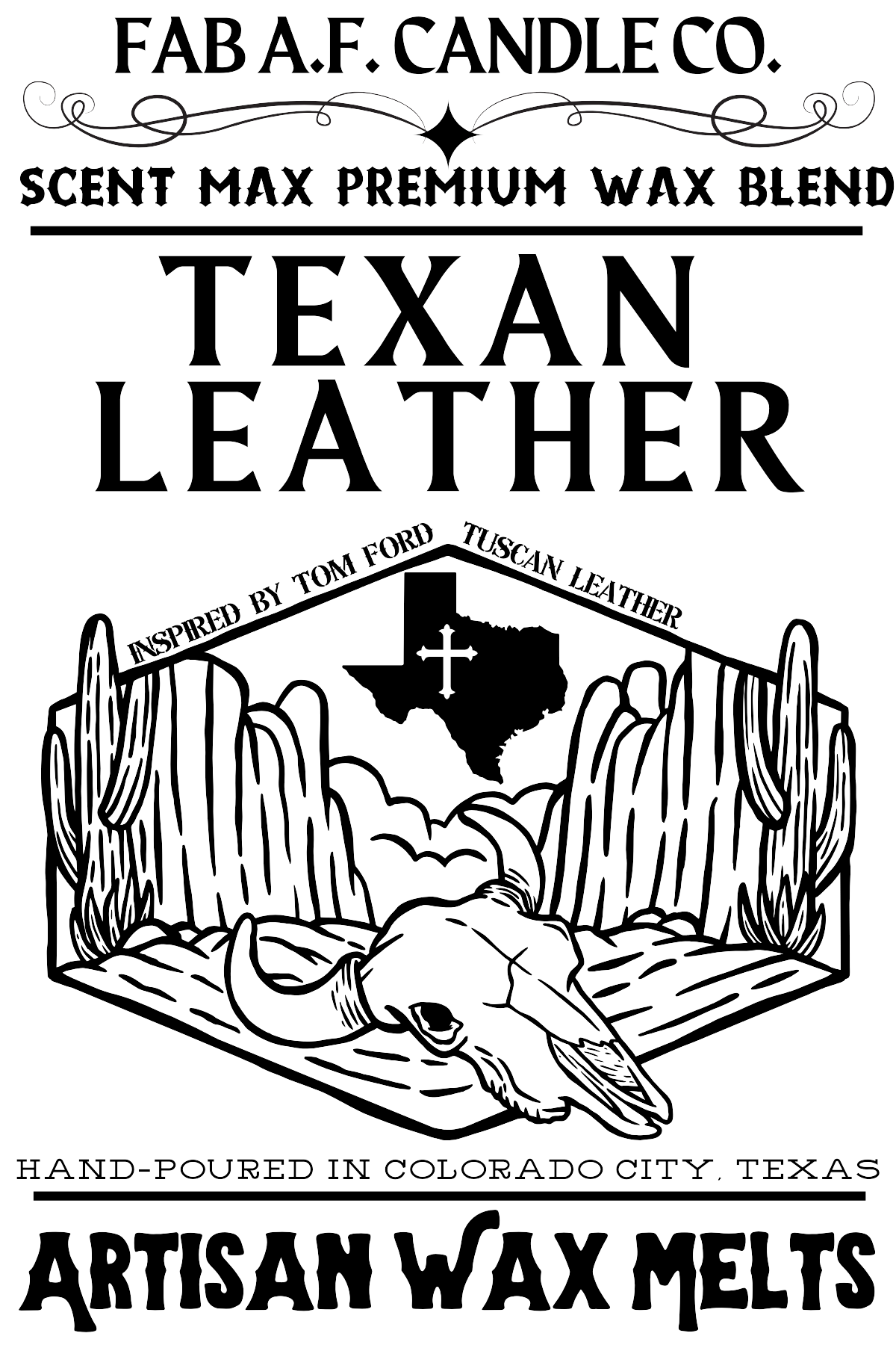 FAB AF CANDLE CO - TEXAN LEATHER - WAX MELTS