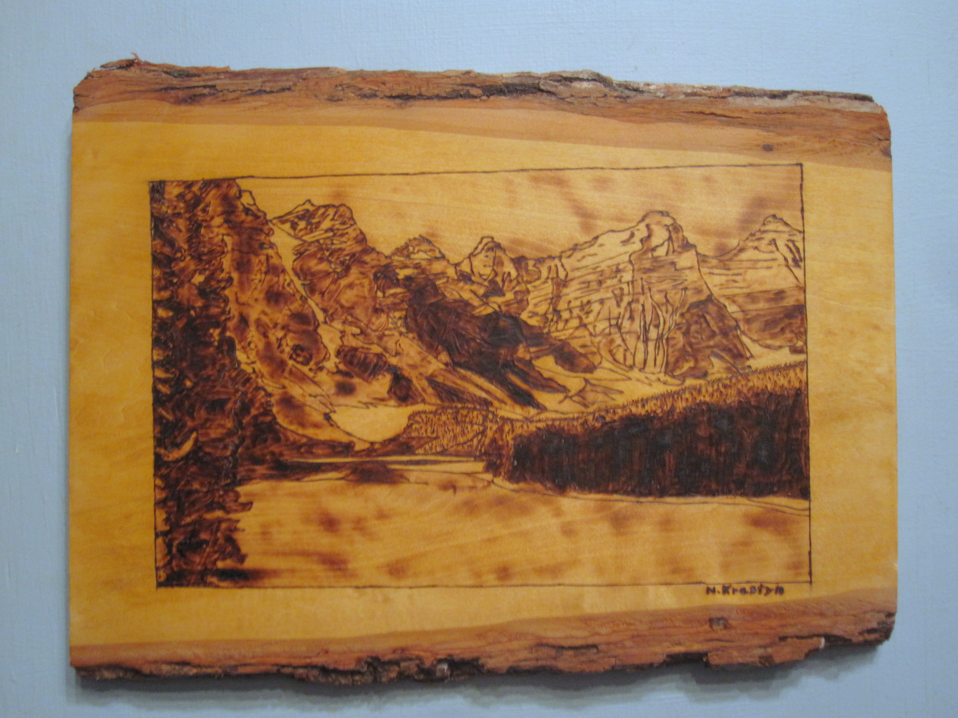 Canadian Rockies woodburned plaque