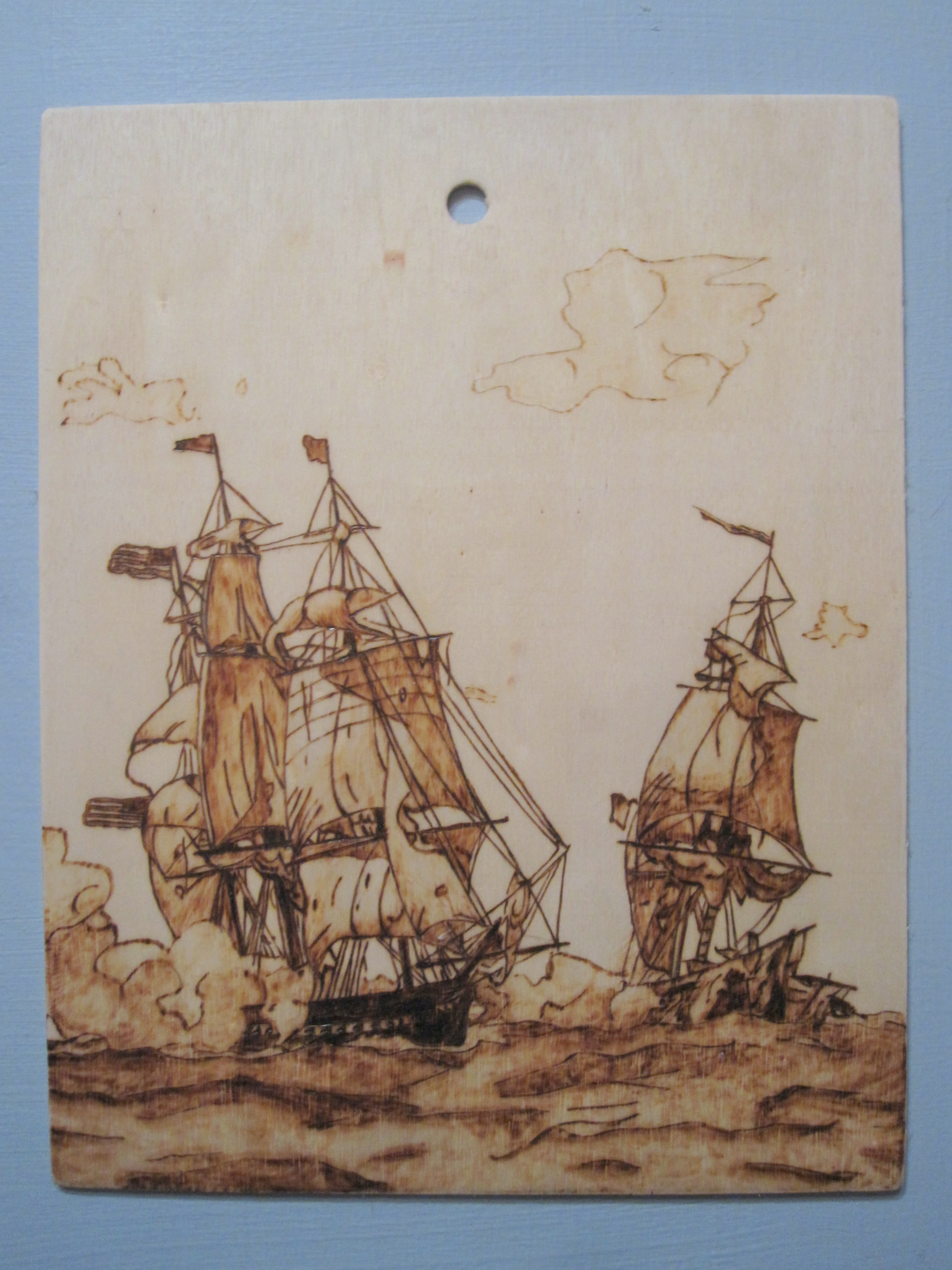 1812 woodburned wallhanging