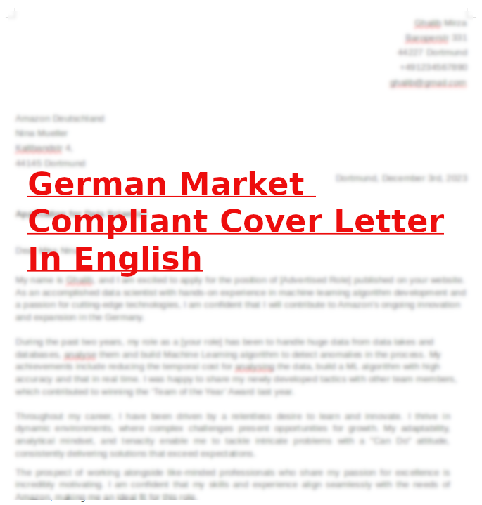 Cover Letter for IT - German Market Compliant