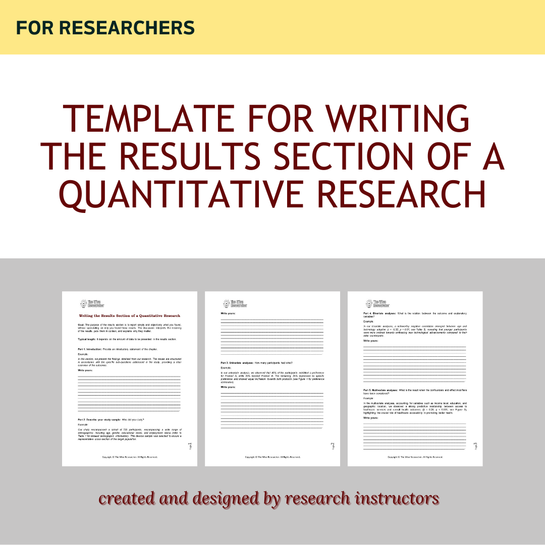 Template for Writing the Results Section of a Quantitative Research ...