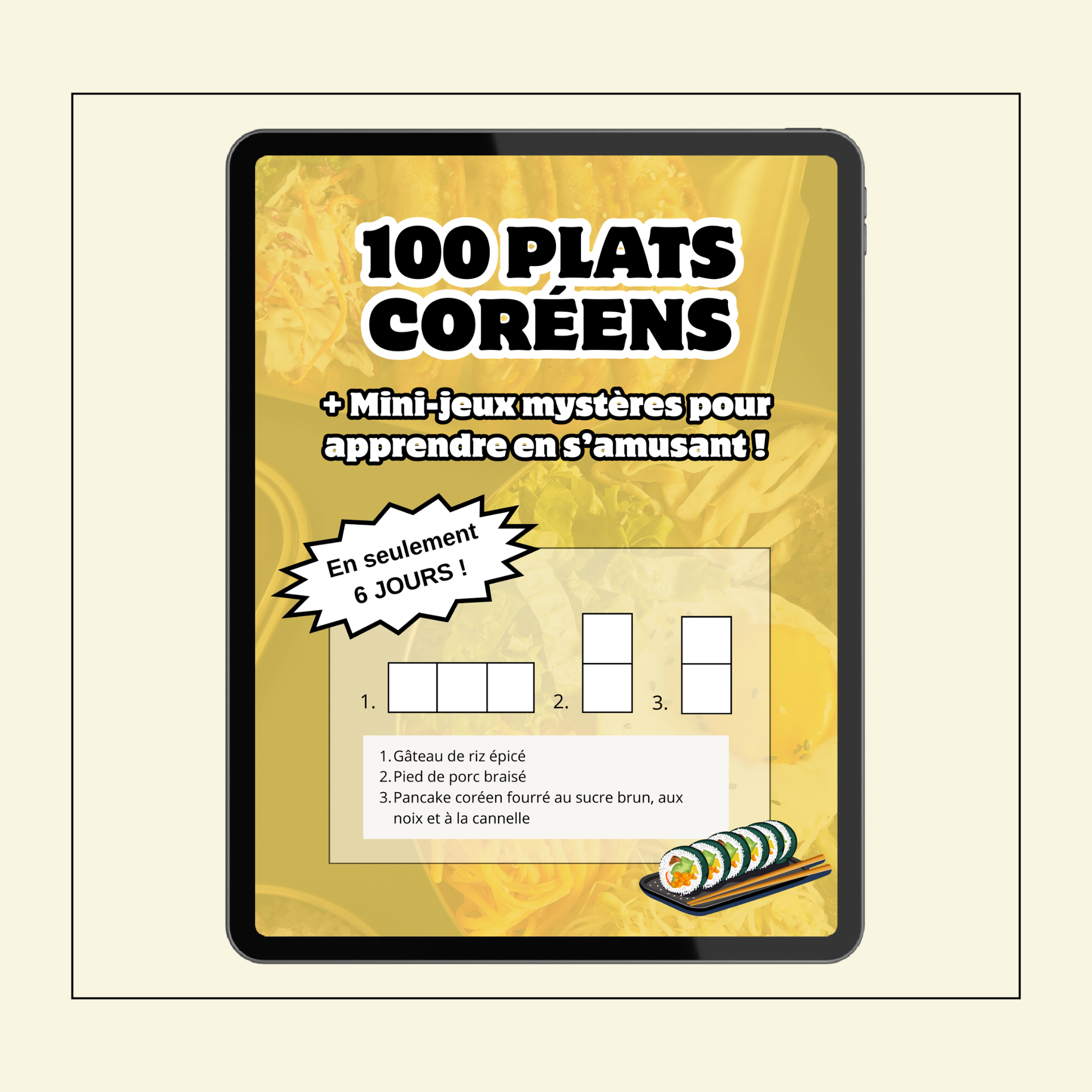 Apprends 100 plats coréens en hangeul en 6 jours avec des jeux mystères !