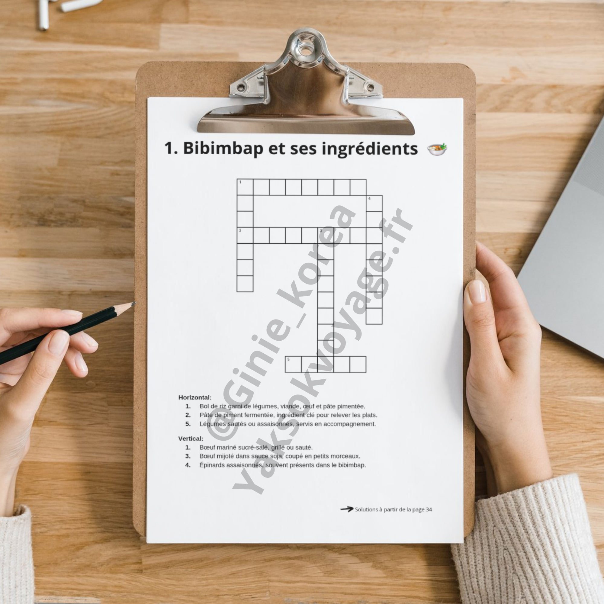 Mots croisés sur la cuisine coréenne (version romanisation)