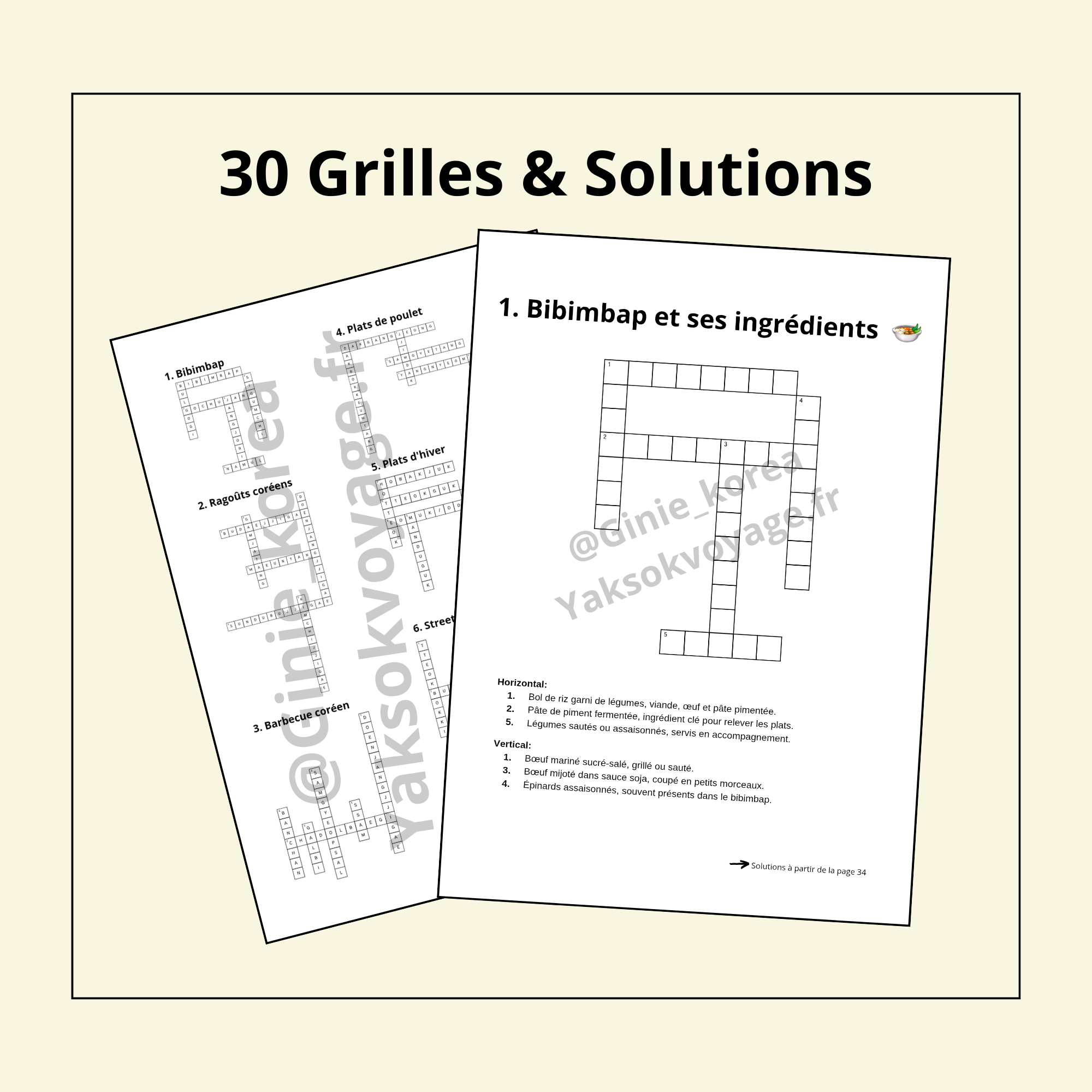 Mots croisés sur la cuisine coréenne (version romanisation)