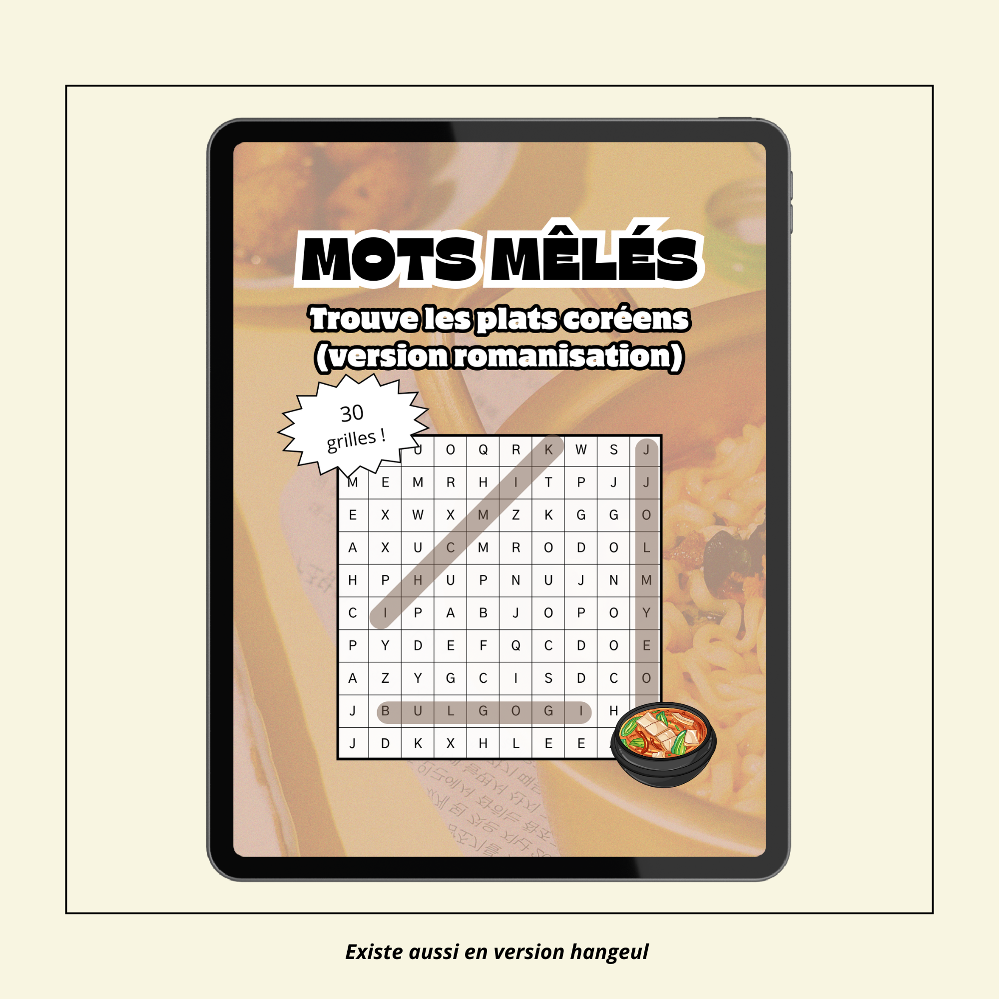 Mots mêlés sur la cuisine coréenne (version romanisation)