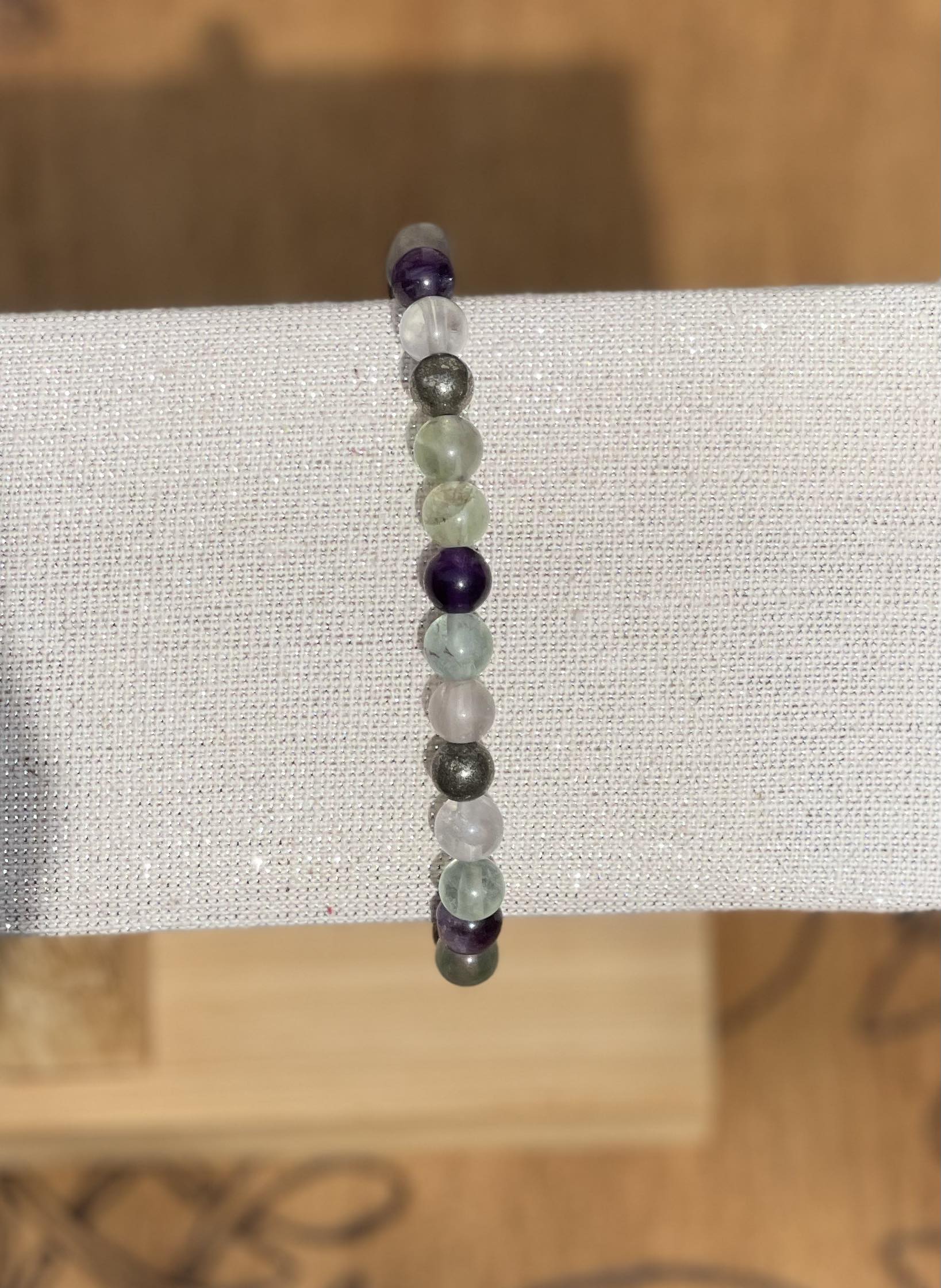 Bracelet énergétique en pierres naturelles Fluorite et Pyrite