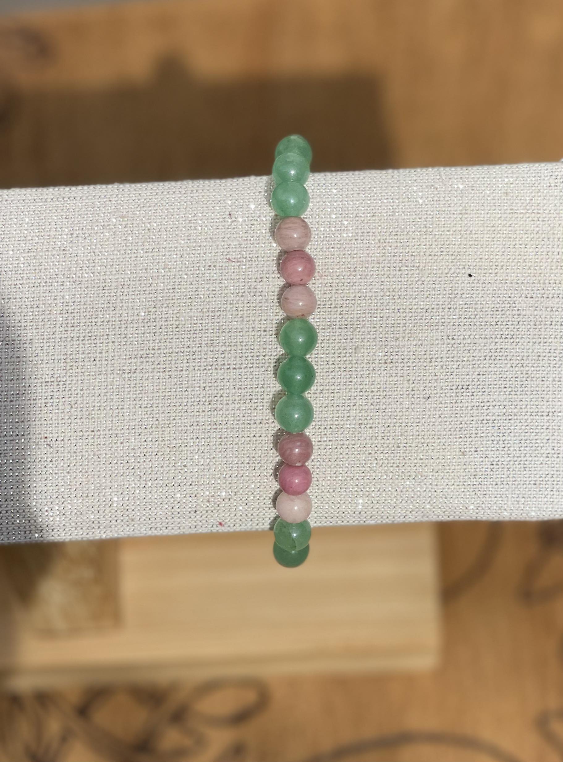 Bracelet énergétique en pierres naturelles Aventurine et Rhodonite