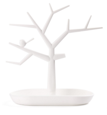 SYGA White Tree Design Jewelry Rack Display Stand Holder Organizer for Earrings Necklace Ring, Plastic