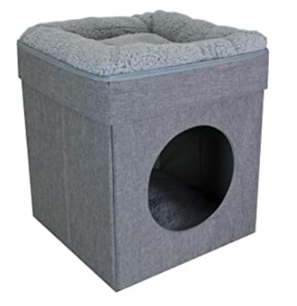 Kitty City Large Gray Cat Bed, Stackable Cat Cube, Indoor Cat House/Cat