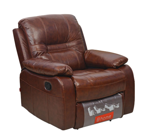 Leatherette Manual 1 Seater Recliner in Brown Colour