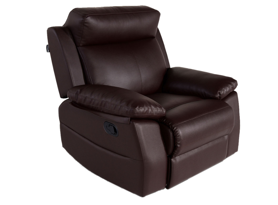 Leatherette Manual 1 Seater Recliner in Glossy Dark Brown Colour